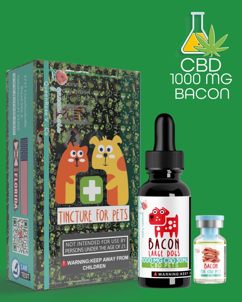1000 MG CBD Tincture ( Large Dogs) Bacon for Pets ( 75 - 100 ) Lbs  30 Ml