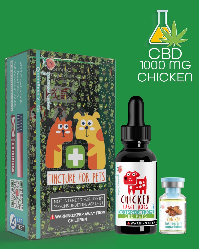 1000 MG CBD Tincture ( Large Dogs) Chicken for Pets (75 - 100) Lbs  30 Ml