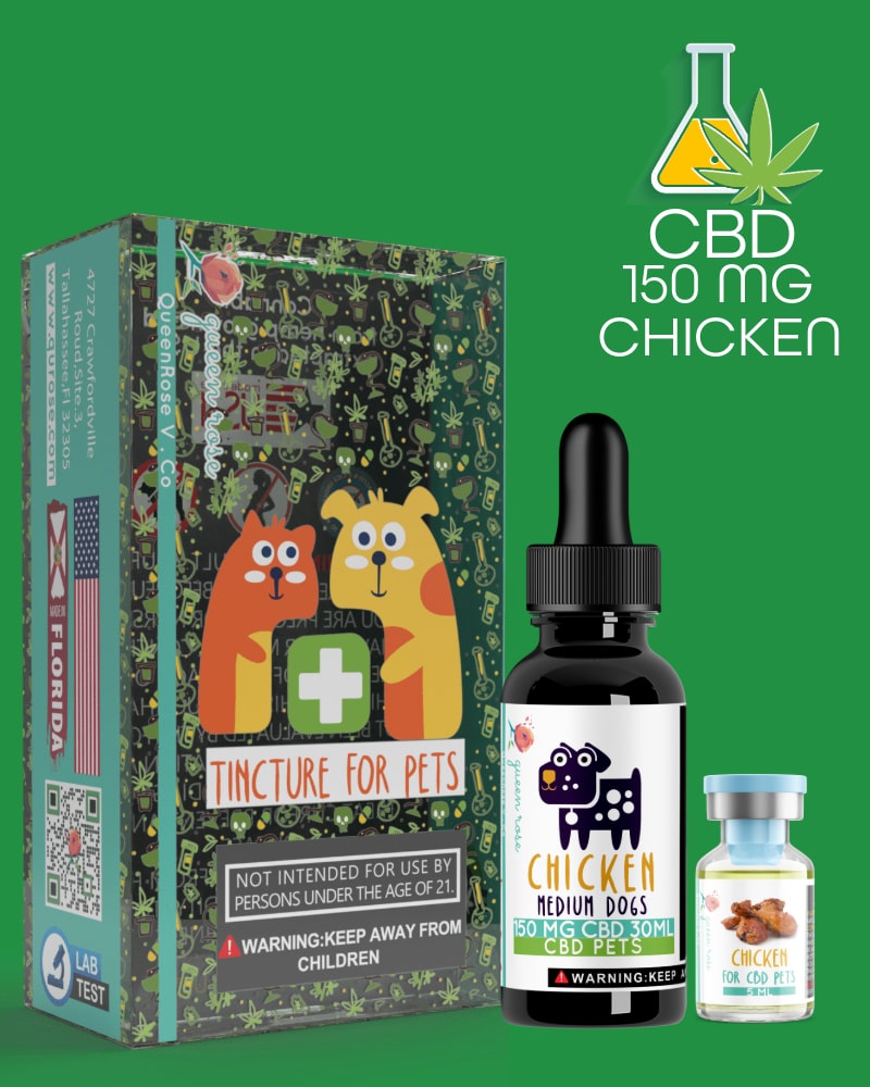 150 MG CBD Tincture ( Medium Dogs) Chicken for Pets ( 25  - 35 ) Lbs  30 Ml
