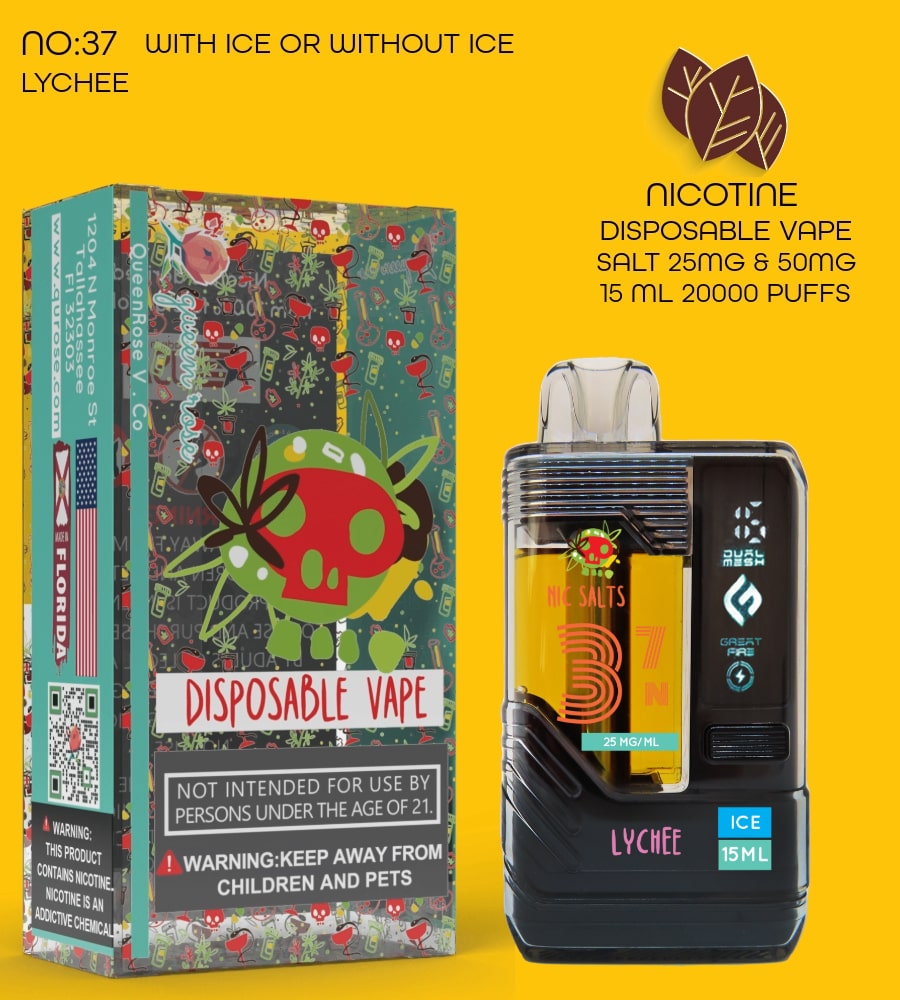 LYCHEE 20000 PUFFS VAPE NICOTINE SALT WITH ICE OR WITHOUT ICE 15 ML NO:37