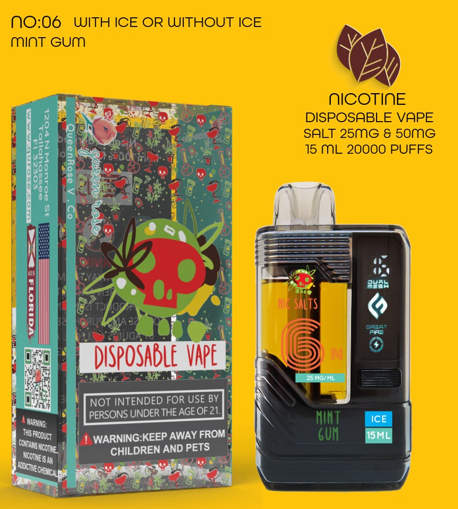 MINT GUM 20000 PUFFS VAPE NICOTINE SALT WITH ICE OR WITHOUT ICE 15 ML NO:06
