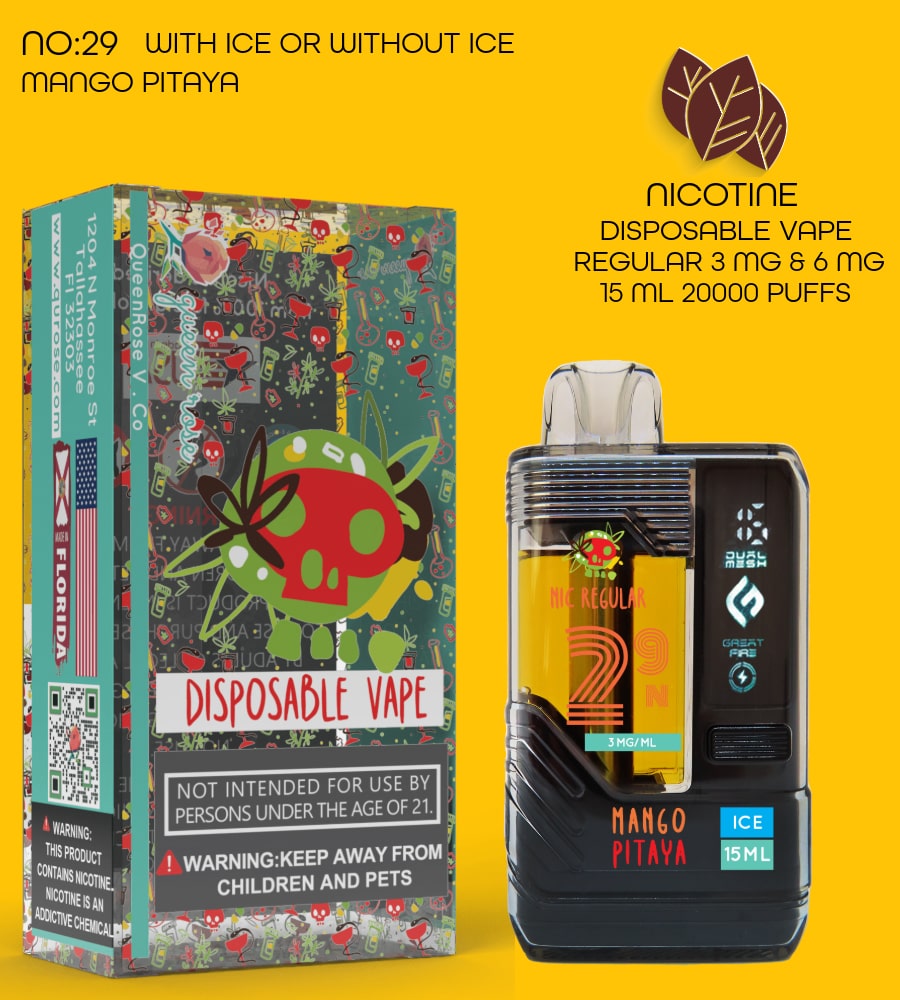 MANGO PITAYA 20000 PUFFS VAPE NICOTINE REGULAR WITH ICE OR WITHOUT ICE 15 ML NO:29
