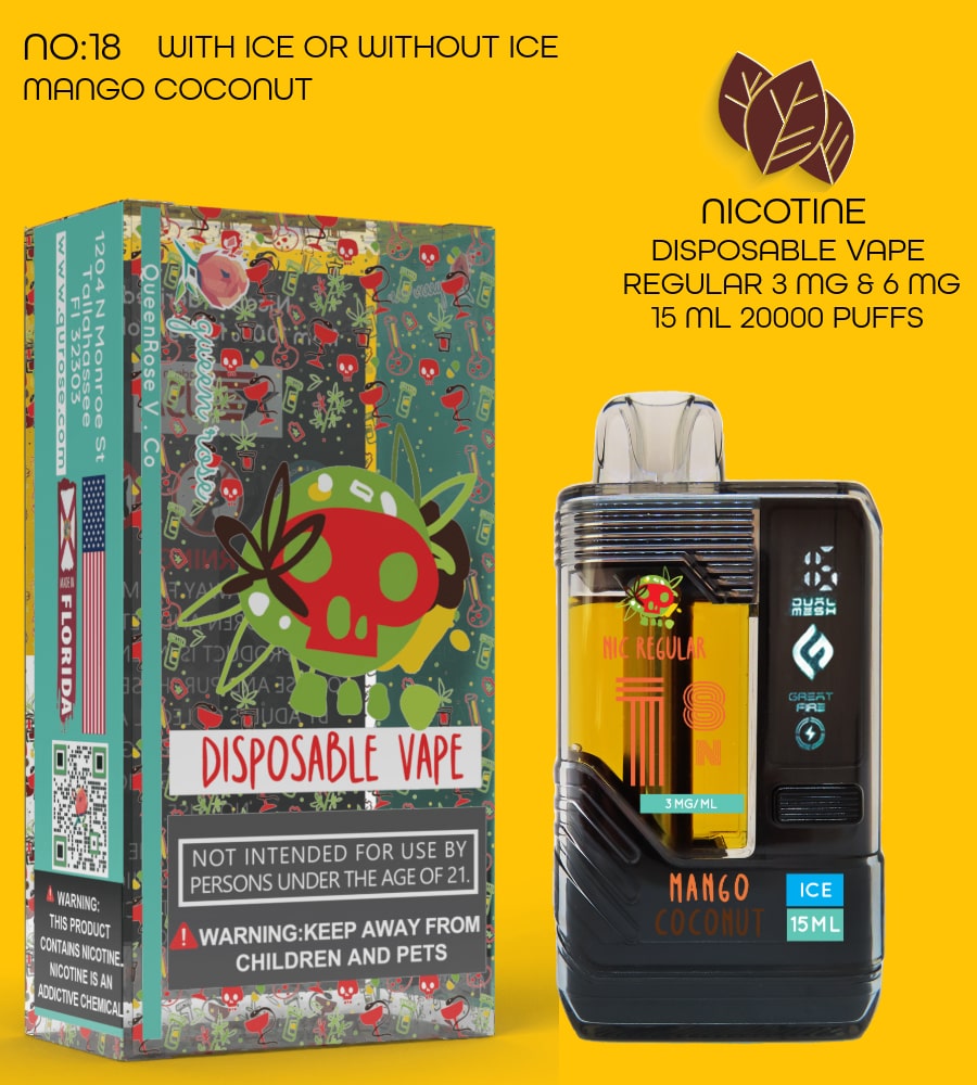 MANGO COCONUT 20000 PUFFS VAPE NICOTINE REGULAR WITH ICE OR WITHOUT ICE 15 ML NO:18