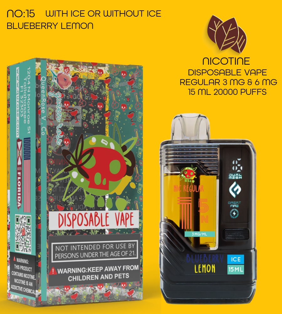 BLUEBERRY LEMON 20000 PUFFS VAPE NICOTINE REGULAR WITH ICE OR WITHOUT ICE 15 ML NO:15