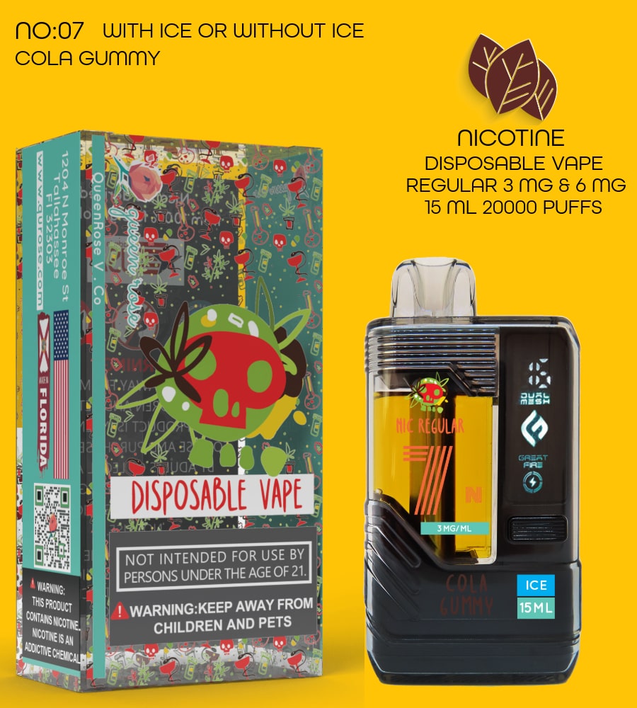 COLA GUMMY  20000 PUFFS VAPE NICOTINE REGULAR WITH ICE OR WITHOUT ICE 15 ML NO:07