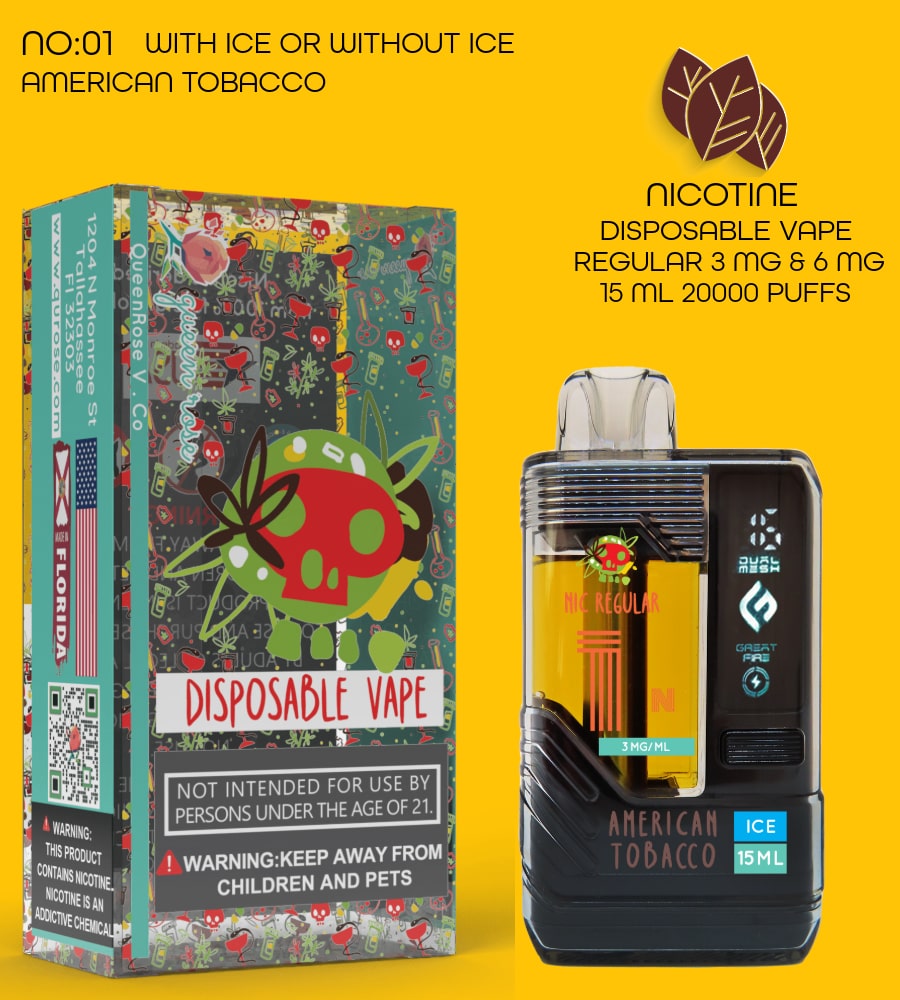 AMERICAN TOBACCO  20000 PUFFS VAPE NICOTINE REGULAR WITH ICE OR WITHOUT ICE 15 ML NO:01
