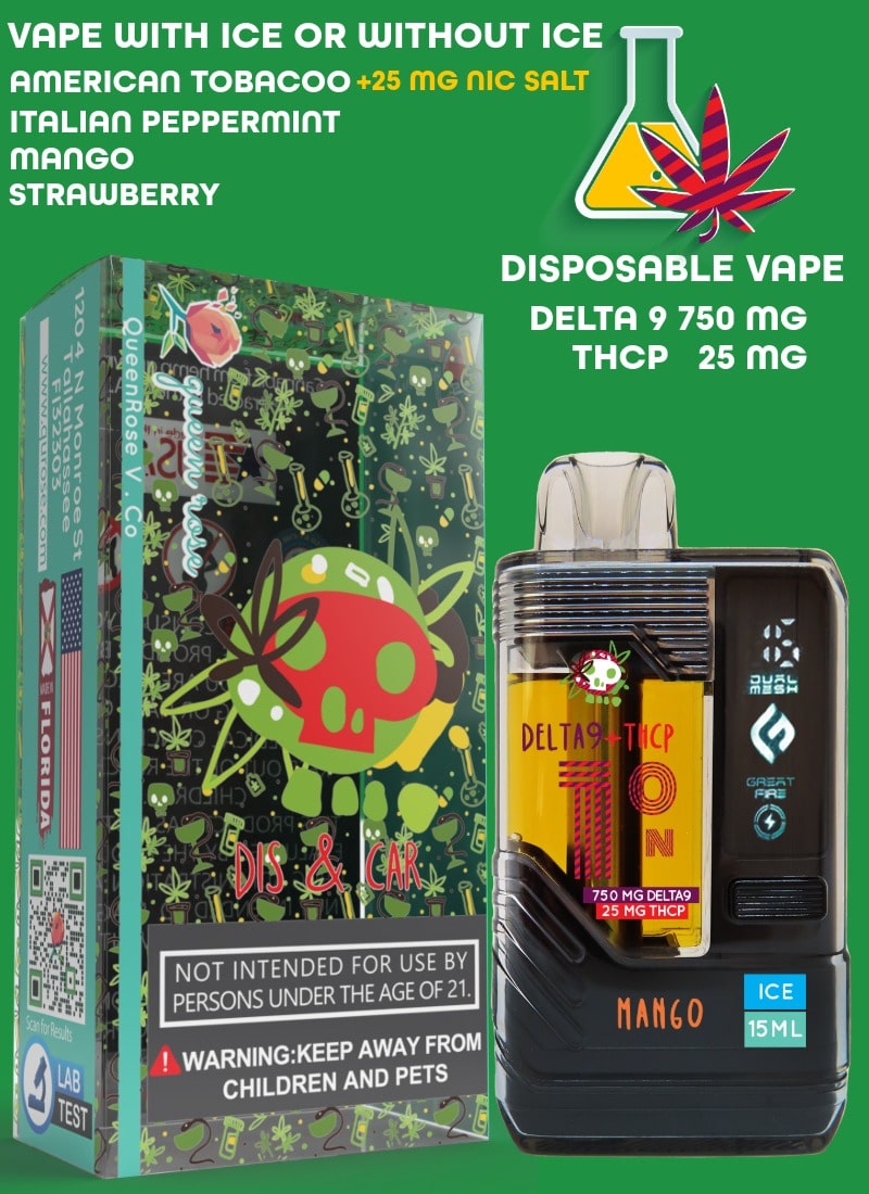 WATER-BASED VAPE THCP (25 MG) +DELTA9 (750 MG)  20000 PUFFS WITH ICE OR WITHOUT ICE 15 ML