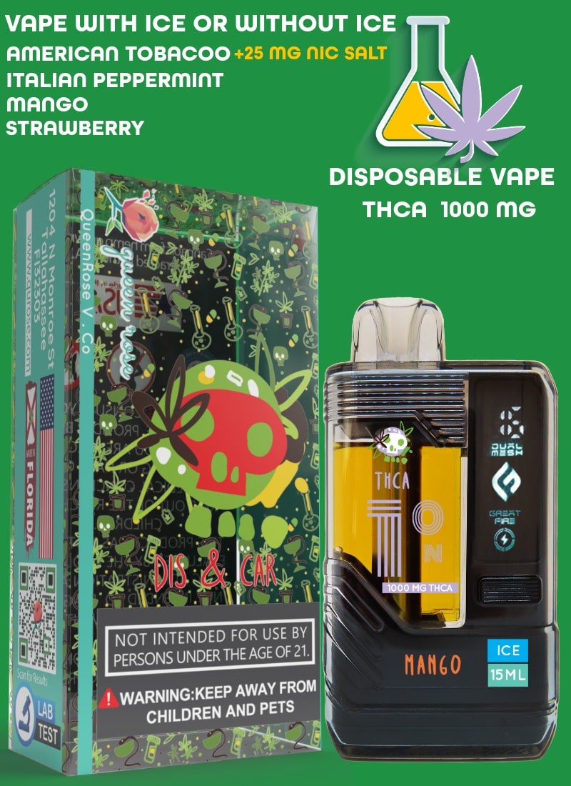 WATER-BASED VAPE THCA (1000MG)  20000 PUFFS WITH ICE OR WITHOUT ICE 15 ML