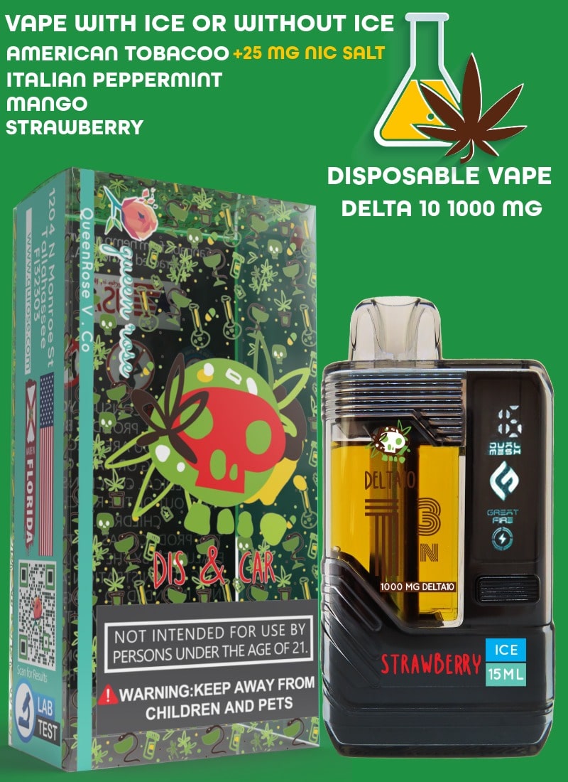 WATER-BASED VAPE DELTA 10 (1000 MG) 20000 PUFFS WITH ICE OR WITHOUT ICE 15 ML