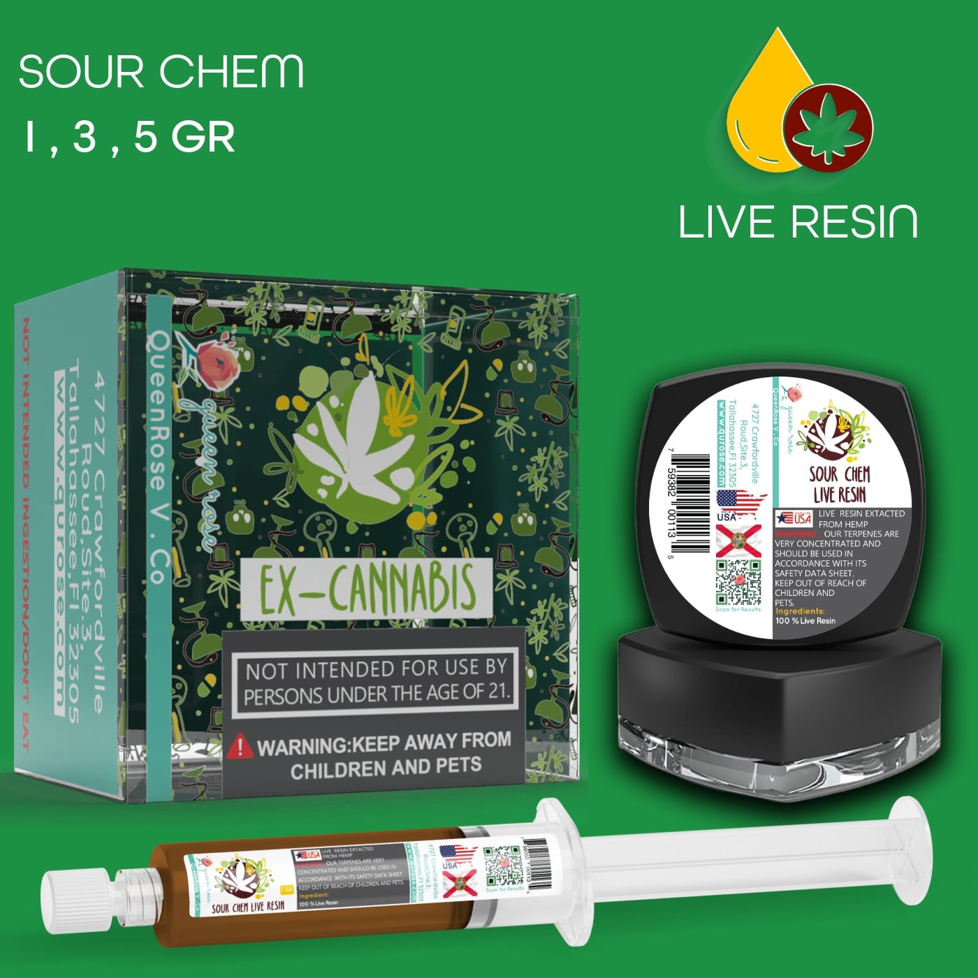 SOUR CHEM  LIVE RESIN ( READY FOR MIXING ) 1-3-5 Gr